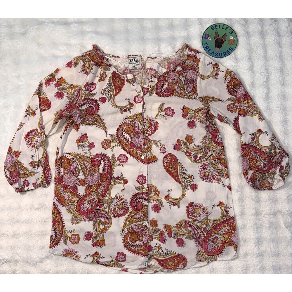 ARIAT Women's Small Finley Tunic Western Paisley Floral Top Blouse Cowgirl